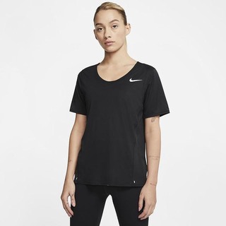 Top Nike City Sleek Maneca Scurta Running Dama Negrii | BDRO-43952